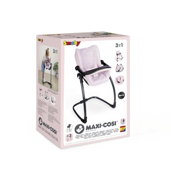 Autosedačka a židlička 3 v 1 Maxi Cosi pro panenky světle růžová Autosedačka a židlička 3 v 1 Maxi Cosi pro panenky světle růžová – Smoby SM240242