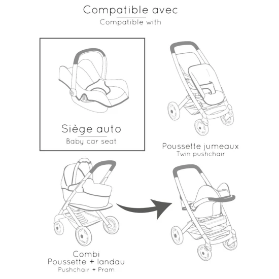 Autosedačka a židlička 3 v 1 Maxi Cosi pro panenky béžová – Smoby SM240245
