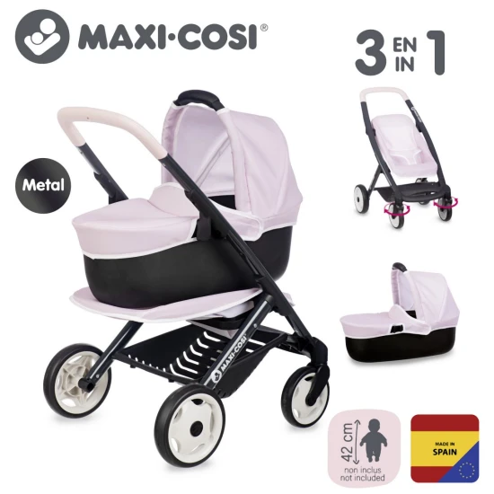 Kombinovaný kočárek Maxi Cosi pro panenky světle růžový – Smoby SM253121