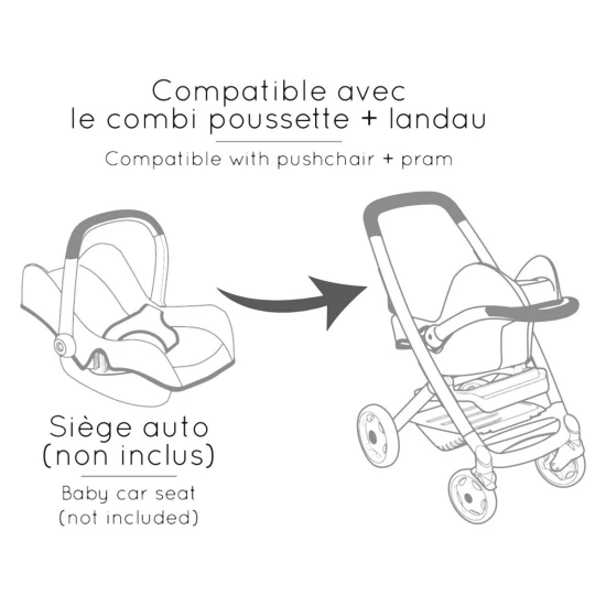 Kombinovaný kočárek Maxi Cosi pro panenky světle růžový – Smoby SM253121