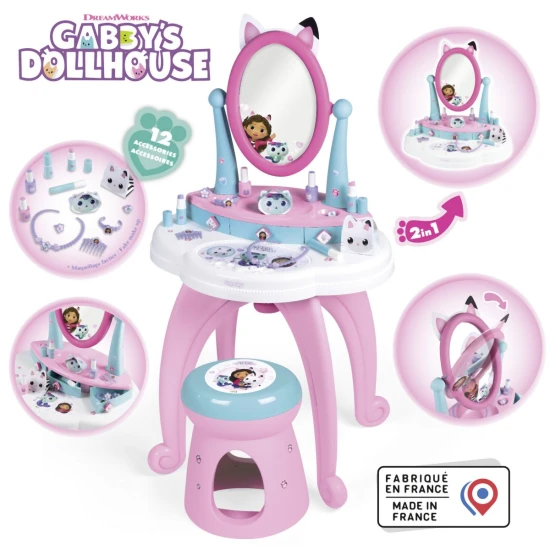 Gabby's Dollhouse toaletní stolek se židličkou 2 v 1 – Smoby SM320254