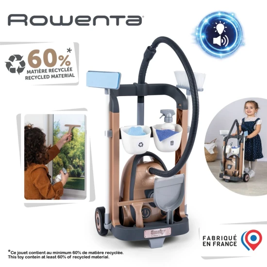 Rowenta vozík pro malou uklízečku s tyčovým vysavačem – Smoby SM330329