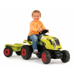 Šlapací traktor CLAAS zelený s vozíkem