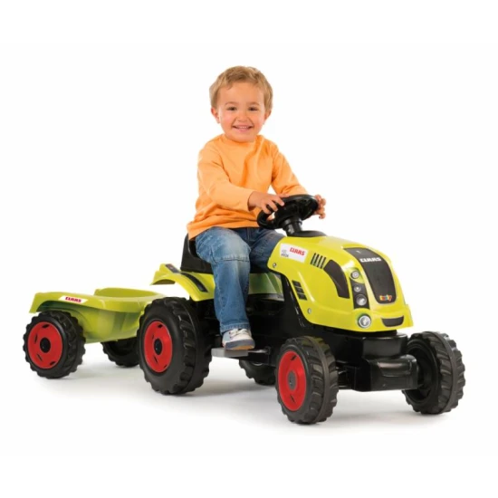 Šlapací traktor CLAAS zelený s vozíkem