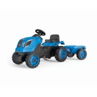 Šlapací traktor Farmer XL modrý s vozíkem