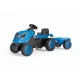 Šlapací traktor Farmer XL modrý s vozíkem