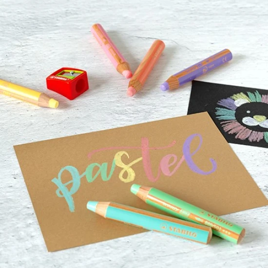 Stabilo Pastelky Woody pastelové a struhadlo 3in1 Multifinkční pastelky zaujmou svým pastelovým provedením. S pastelkami lze kreslit na různé povrchy.