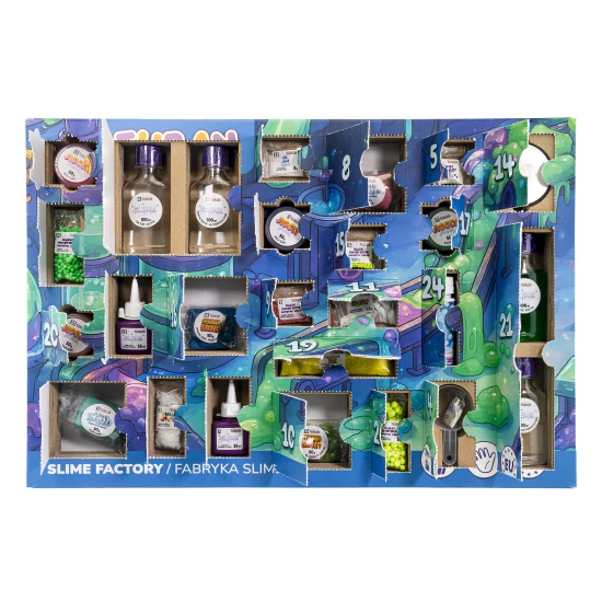 Senzoricky adventní kalendar Slime factory - kreativní smyslová sada pro děti