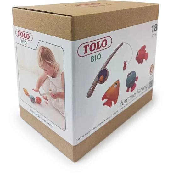 TOLO Zábavné magnetické rybičky (BIO) Zábavné magnetické rybičky set s udicí s navijákem, 3 barevné rybičky a magnetický červík.