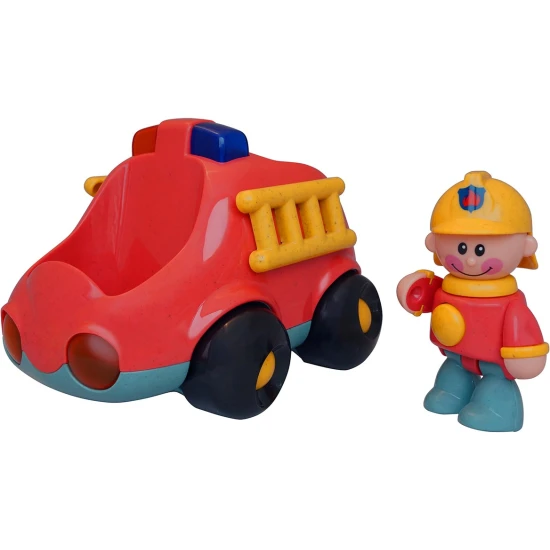First Friends Hasičské auto – Interaktivní hračka s pohyblivými částmi a hasičským autem pro děti