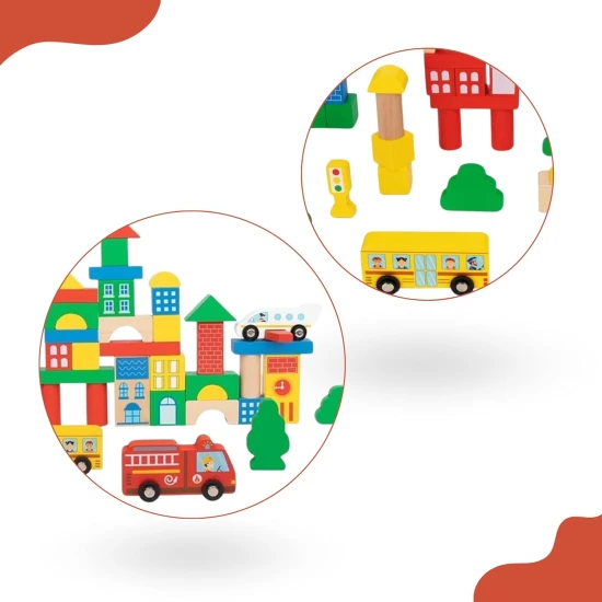 Dřevěná stavebnice s autíčky a dopravními značkami pro děti – edukativní hračka