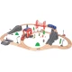Dětská dřevěná vláčková dráha XXL s hasičským motivem a osobním vlakem