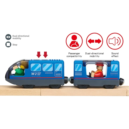 Dětská dřevěná vláčková dráha XXL s hasičským motivem a osobním vlakem