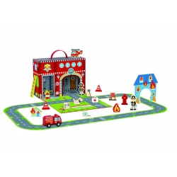 Požární stanice s dráhou v kufříku 18 ks