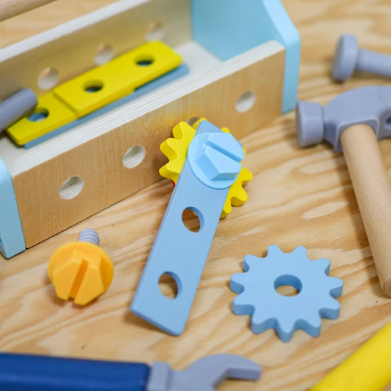 Dřevěné nářadí pro děti v přenosném boxu Tooy Toy