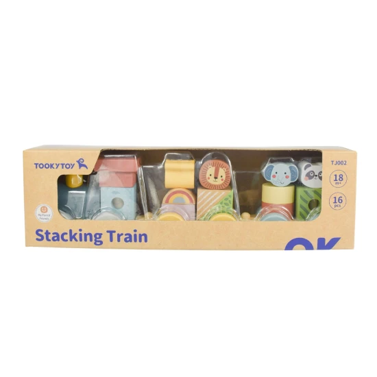 Tooky Toy Dřevěný vláček Zvířátka Dřevěný skládací vláček