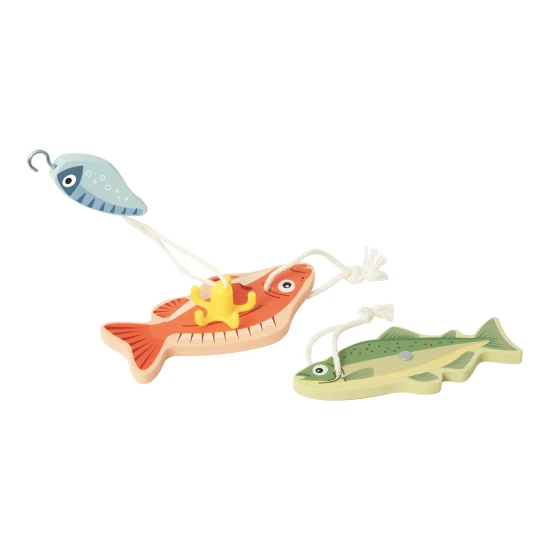Obchod Rybářské potřeby Tooky Toy – dřevěná sada s udicí, rybami a doplňky pro děti