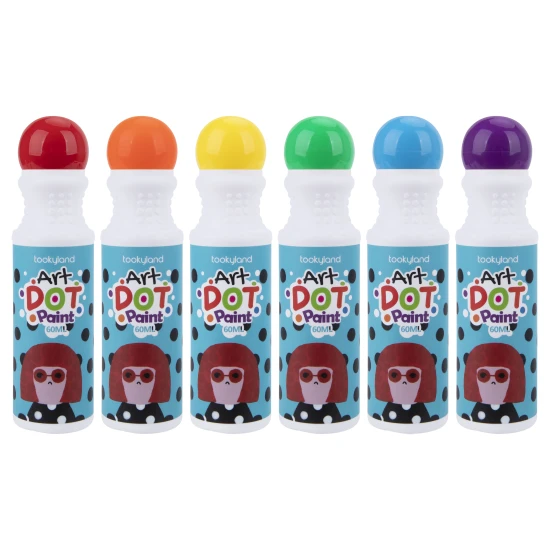 Tookyland Barvy v tubě Smývatelné 6 ks s omalovánkami Barvy v tubě na Dot Painting Smývatelné 6 ks