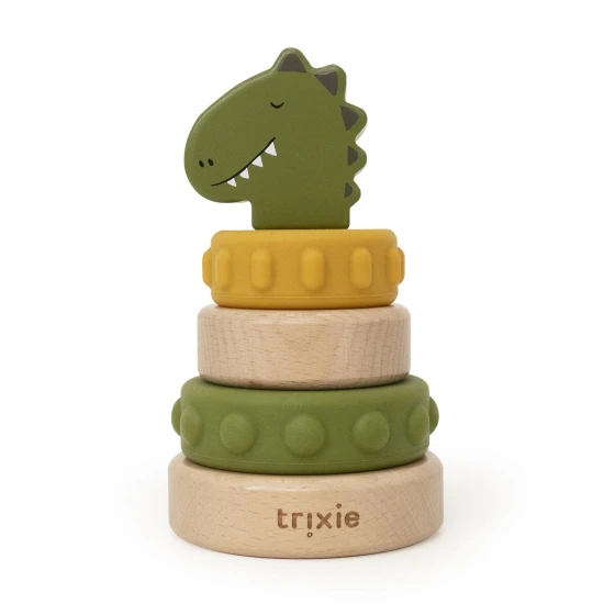 Dřevěná stohovací věž se silikonem Dinosaurus Dřevěná stohovací věž se silikonem Dinosaurus – Trixie 36-356