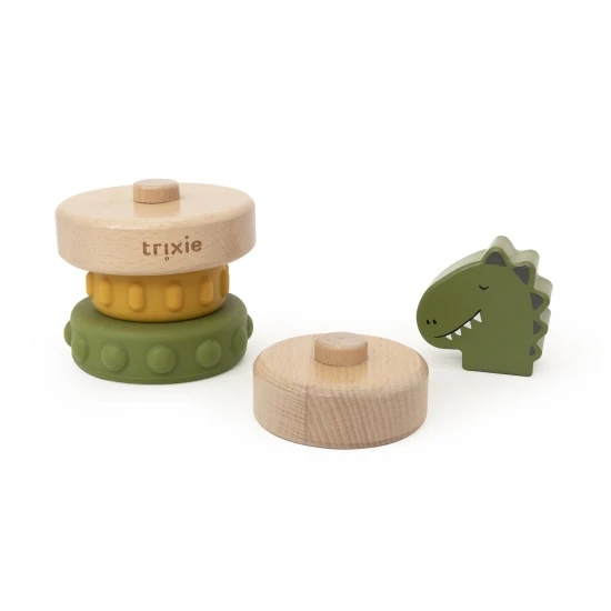 Dřevěná stohovací věž se silikonem Dinosaurus Dřevěná stohovací věž se silikonem Dinosaurus – Trixie 36-356