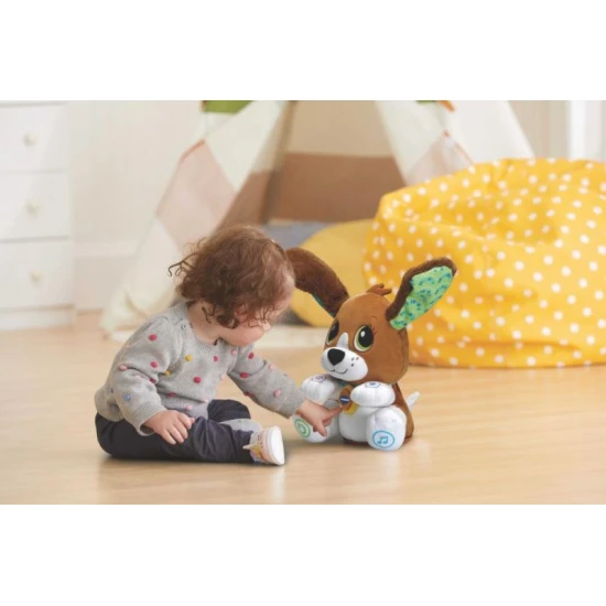 VTech Mluvící pejsek – interaktivní hračka pro děti, která opakuje slova, učí abecedu a počítání, hýbe hlavou, mává ušima a zpívá veselé písničky.