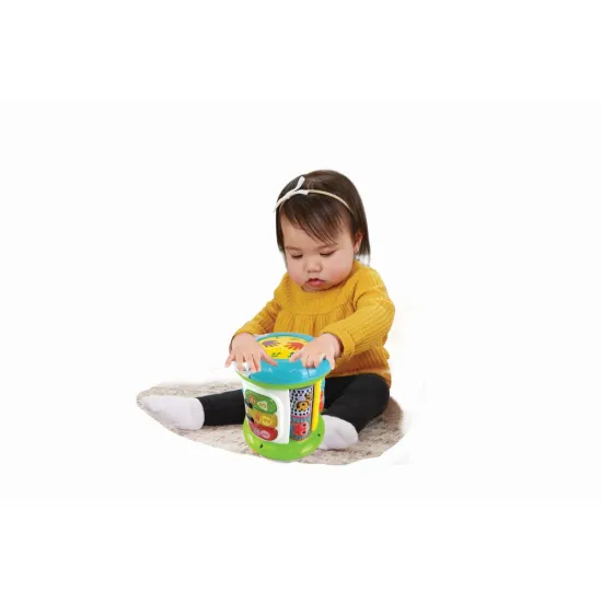 VTech Kouzelný válec – interaktivní hračka pro děti s klávesami, bubínkem a světelnými efekty, která podporuje pohyb, motoriku a učení formou hry.