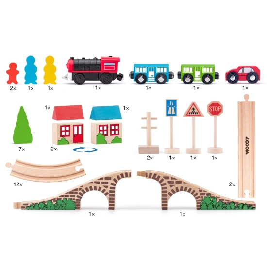 Vláčkodráha osmička s elektrickou mašinkou – Woody 102191121