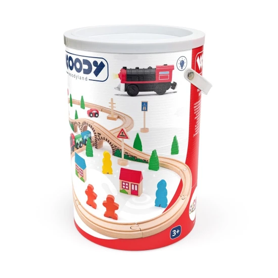 Vláčkodráha osmička s elektrickou mašinkou – Woody 102191121