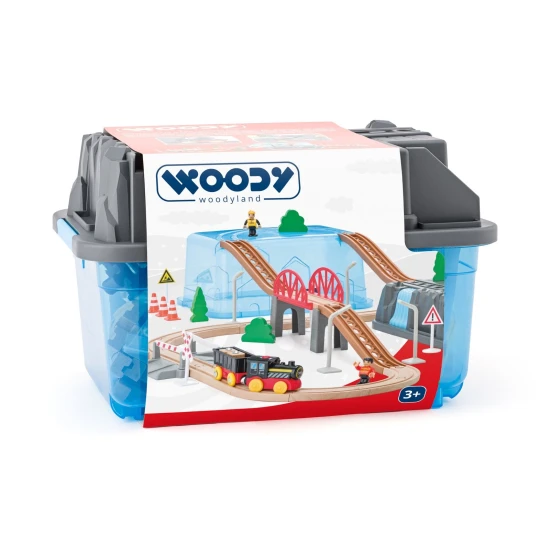 Vláčkodráha v boxu Důlní souprava 54 kusů – Woody 102193069