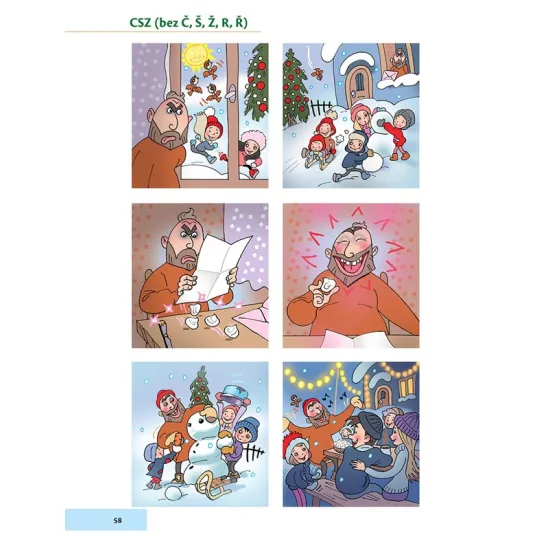 Barevná knížka plná logopedických pohádek s ilustracemi pro procvičování sykavek u dětí