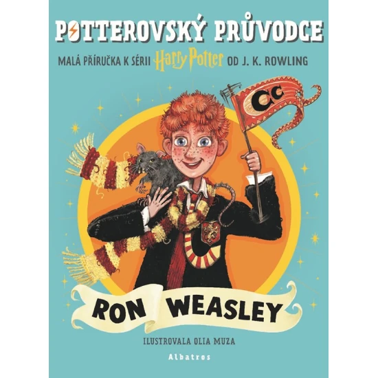 Ilustrace Ron Weasleyho v Potterovském průvodci, zachycujícího jeho dobrodružství a přátelskou povahu.