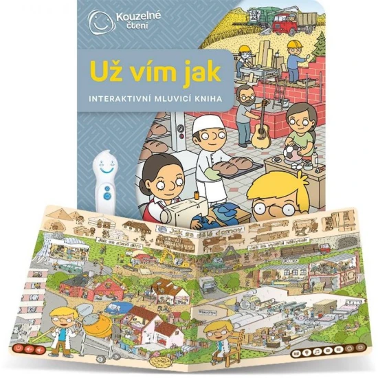 Kniha Už vím jak Kouzelné čtení od Albi vysvětluje jak se vyrábí různé věci kolem nás.