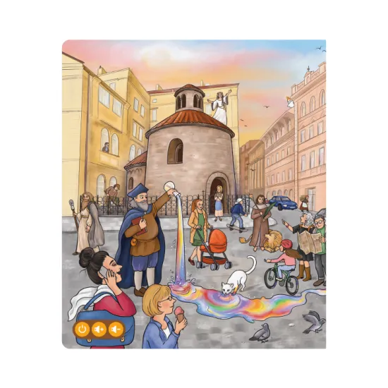 Interaktivní mluvicí kniha Putování magickou Prahou a mapa Prahy z edice Kouzelné čtení zabaví děti již od 6 let.