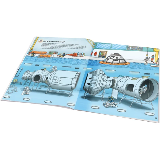 Samolepkový sešit pro děti - Vesmír: Jak? Proč? Co? – barevná obálka s raketou, planetami a astronauty, obsahující 300+ samolepek a vesmírné úkoly