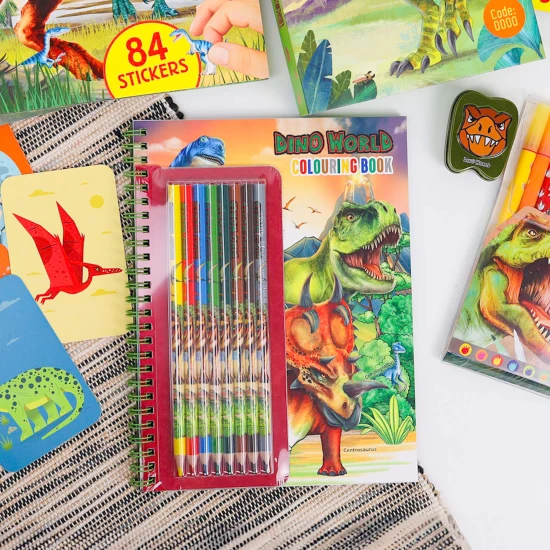 Omalovánka se samolepkami Dino World