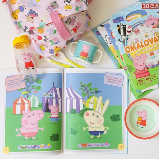 Samolepková knížka s oblíbenou postavičkou Peppa Pig rozvíjí kreativitu.