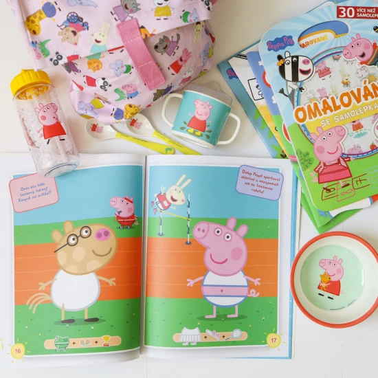 Samolepková knížka s oblíbenou postavičkou Peppa Pig rozvíjí kreativitu.