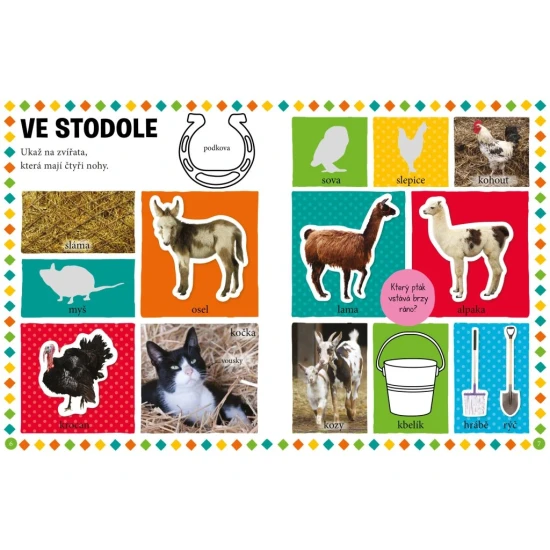 100 Prvních Slov z Farmy – Interaktivní Kniha pro Děti s Barevnými Obrázky
