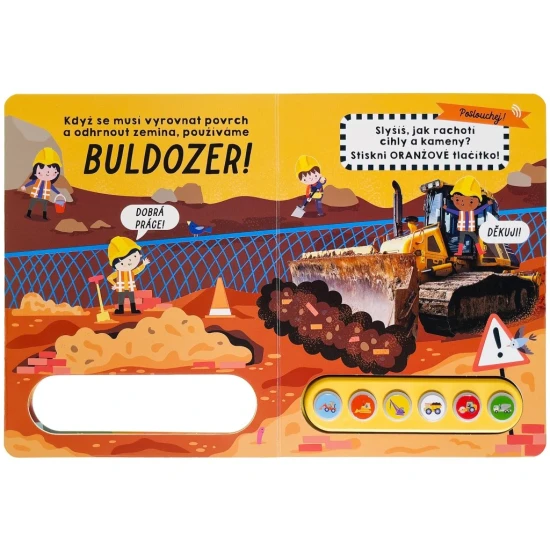 Připoj se k dělníkům a dělnicím na stavbě v této nápadité zvukové knize s barevnými svítícími tlačítky.