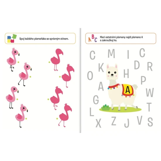 Děti se učí a hrají s knihou aktivit Zvířata 5+ - rozvoj jemné motoriky a logického myšlení.