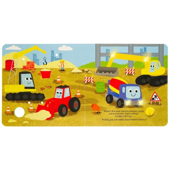 Kniha se světélky Na stavbě: Objevujte kouzlo staveniště i v noci