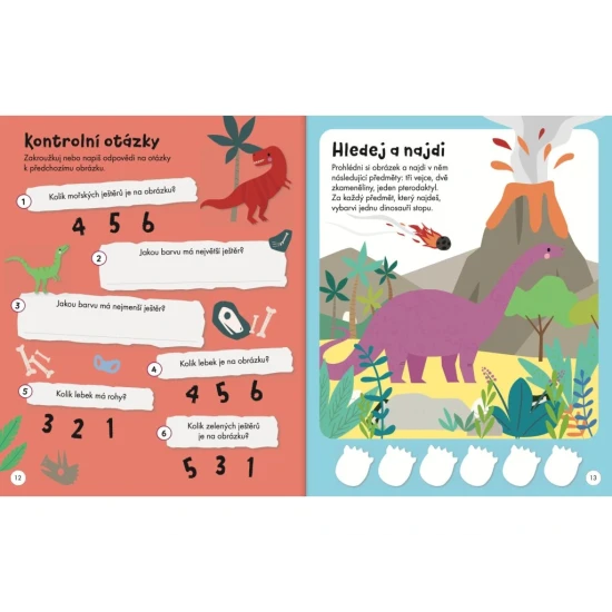 Svojtka Moji báječní dinosauři Kniha samolepkových aktivit Moji báječní dinosauři – Samolepková kniha plná prehistorické zábavy