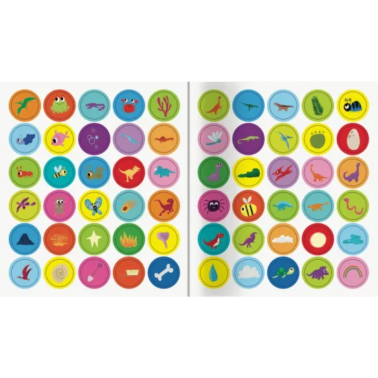 Objevuj dinosaury. Čeká tě víc než 101 obrázků - některé k hledání, jiné k dolepení.