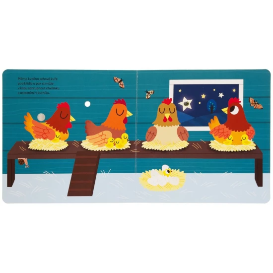 Nastává noc a některá zvířátka se ukládají ke spánku. Vydej se za zvířátky s touto veršovanou zvukovou knihou s blikajícími světýlky.