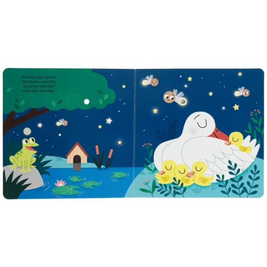 Nastává noc a některá zvířátka se ukládají ke spánku. Vydej se za zvířátky s touto veršovanou zvukovou knihou s blikajícími světýlky.