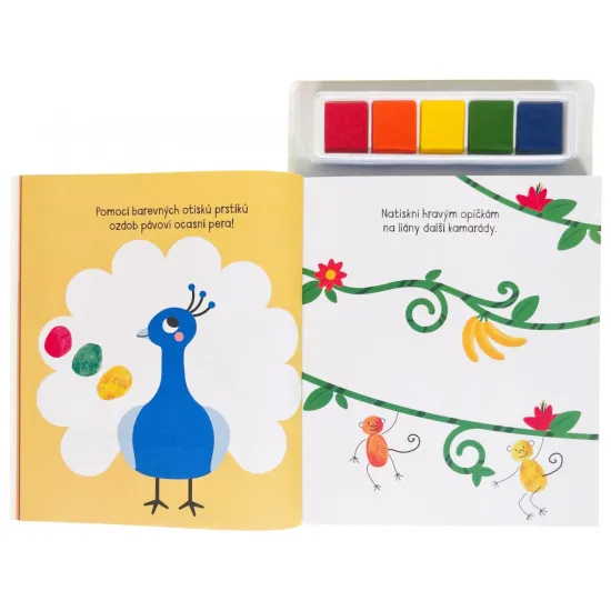 Svojtka Hravé otisky Děti malují pomocí otisků prstů. Otiskněte si zvířecí kamarády, příšerky nebo mořské panny.