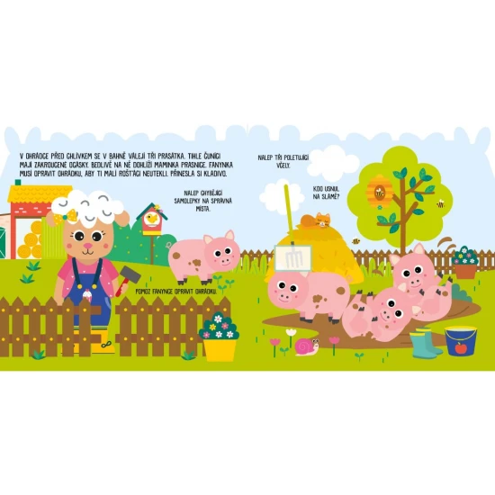 Připojte se k ovečce a kamarádům a zažijte den na farmě plný her a barevných samolepek.