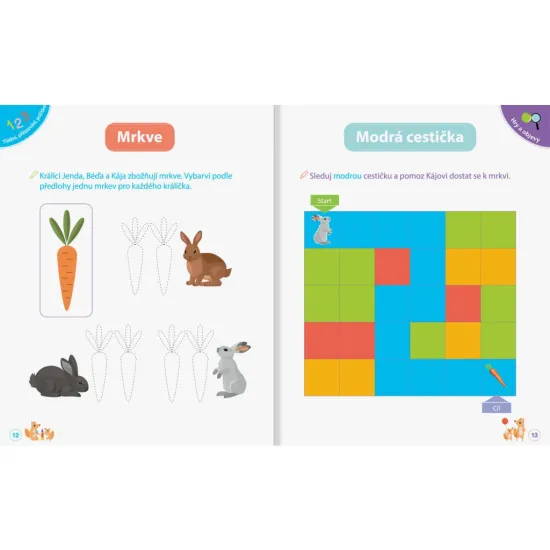 Pracovní sešit montessori díky, kterému si děti osvojí tvary, barvy a rozšíří slovní zásobu.