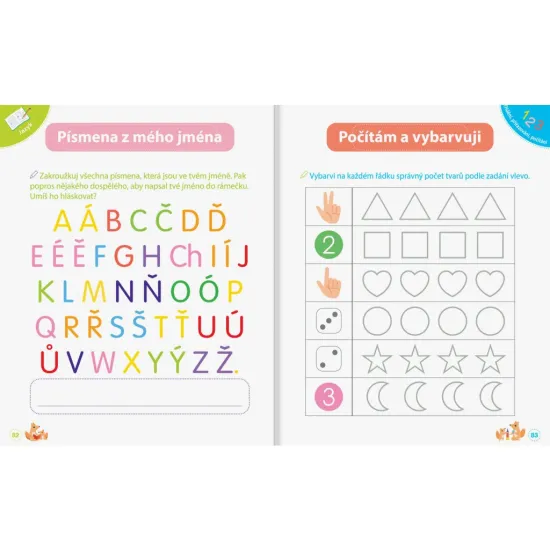Pracovní sešit montessori díky, kterému si děti osvojí tvary, barvy a rozšíří slovní zásobu.
