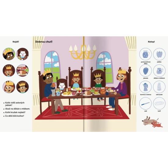 Poznej princezny a jejich každodenní život. Čeká tě víc než 101 obrázků - některé k hledání, jiné k dolepení.